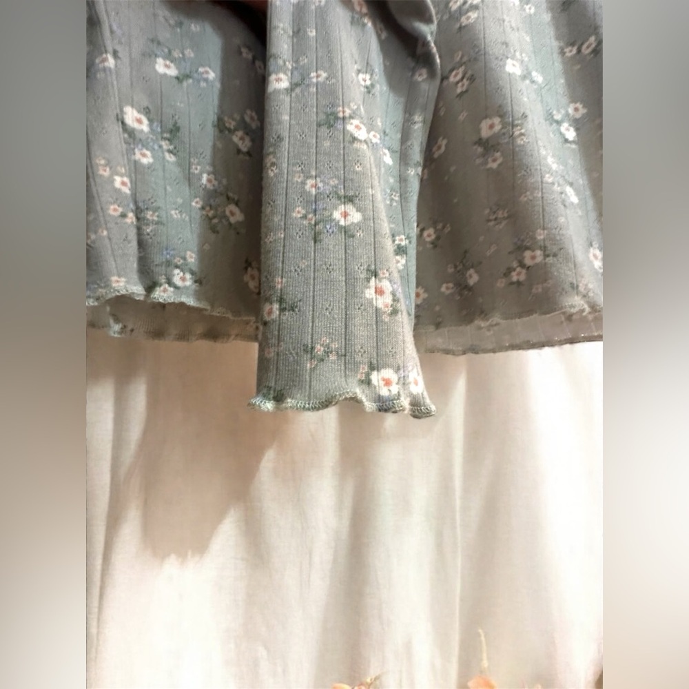 M Pink Rose Long Sleeve Pointelle Fitted floral shirt - Picture 4 of 4